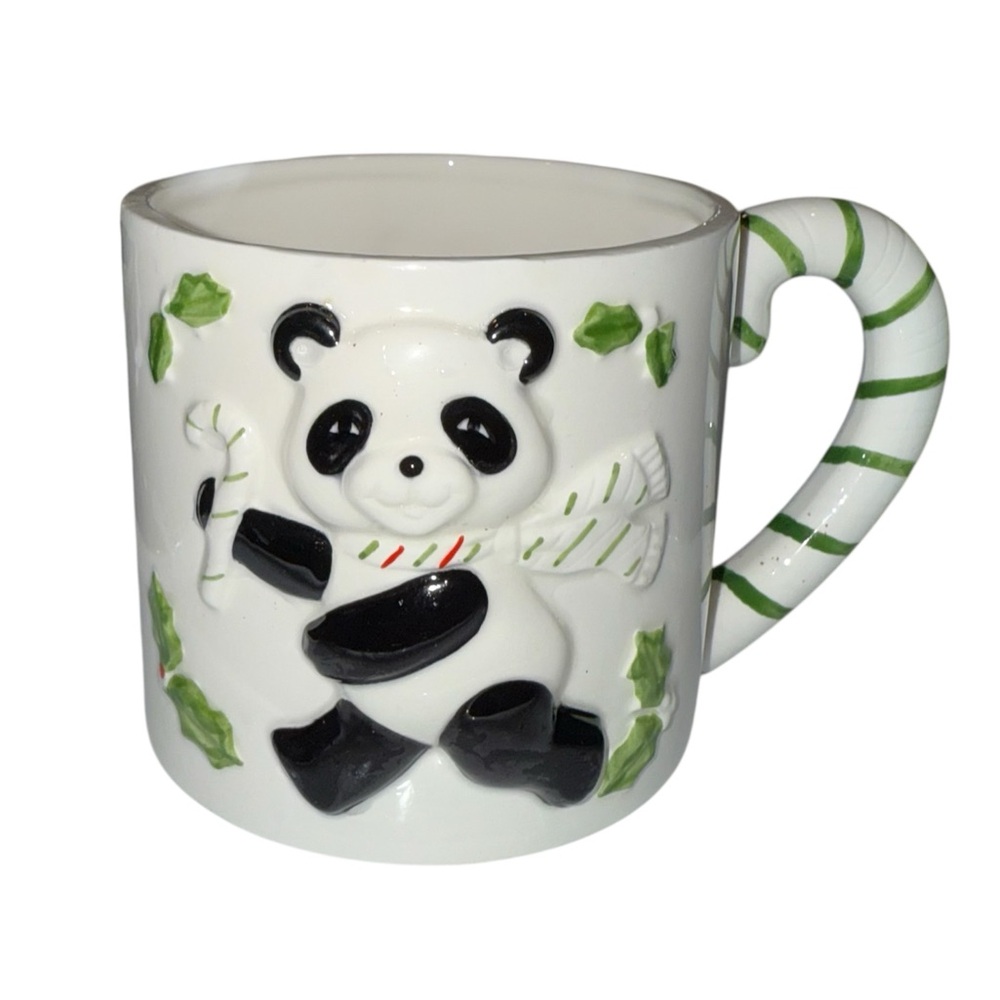 Vintage Lefton Christmas Holiday Ceramic Panda Mug